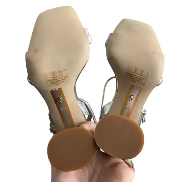 Sam Edelman Silver Kia Strappy Block Heel Sandal US 5.5M EUR 35.5 Y2K Vibe - Picture 5 of 6